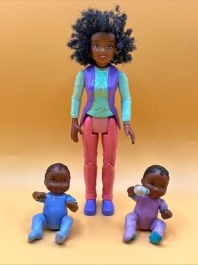 Doll Family Set - Multicolor Caregiver and Twin Babies